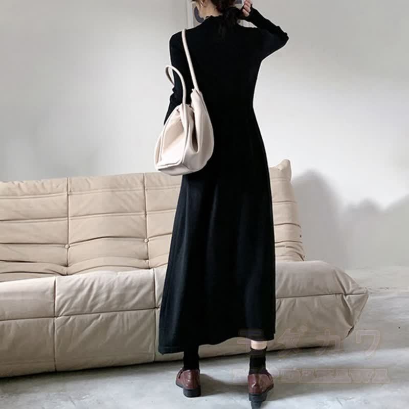 Vintage Long Loose Double‑Breasted Outerwear And Dress Two Pieces Set  - Dress - XL - image 5
