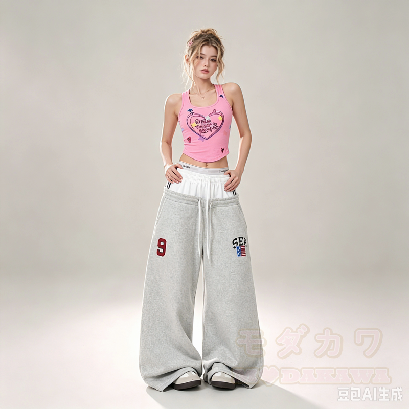 Y2K Heart Star Print Pink Racerback Cropped Tank Top - image 3