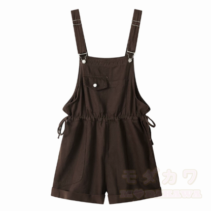 Cute Fox Print Hoodie Brown Overalls Shorts Two Pieces Set - Overalls - 3XL - image 5