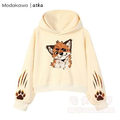 Cute Fox Print Hoodie Brown Overalls Shorts Two Pieces Set - Yellow Top - 3XL - image 3