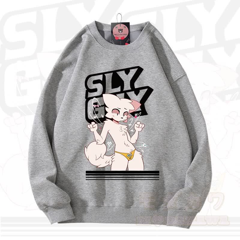 MODAKAWA X zarckets SLY GUY Fox Graphic Unisex Sweatshirt - Dark Grey - 3XL - image 1
