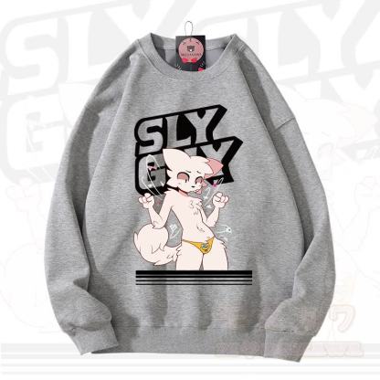 MODAKAWA X zarckets SLY GUY Fox Graphic Unisex Sweatshirt - Dark Grey - 3XL - image 1