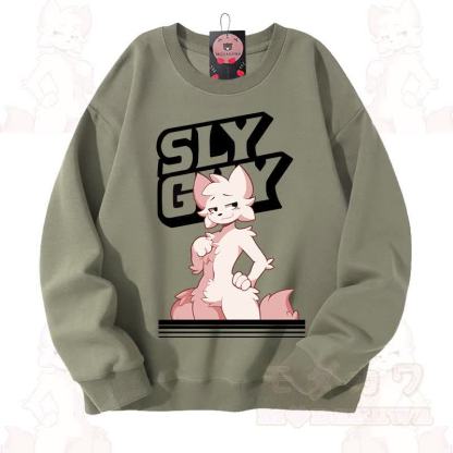 MODAKAWA X zarckets SLY GUY Cute Fox Graphic Unisex Sweatshirt - Light Green - 3XL - image 1