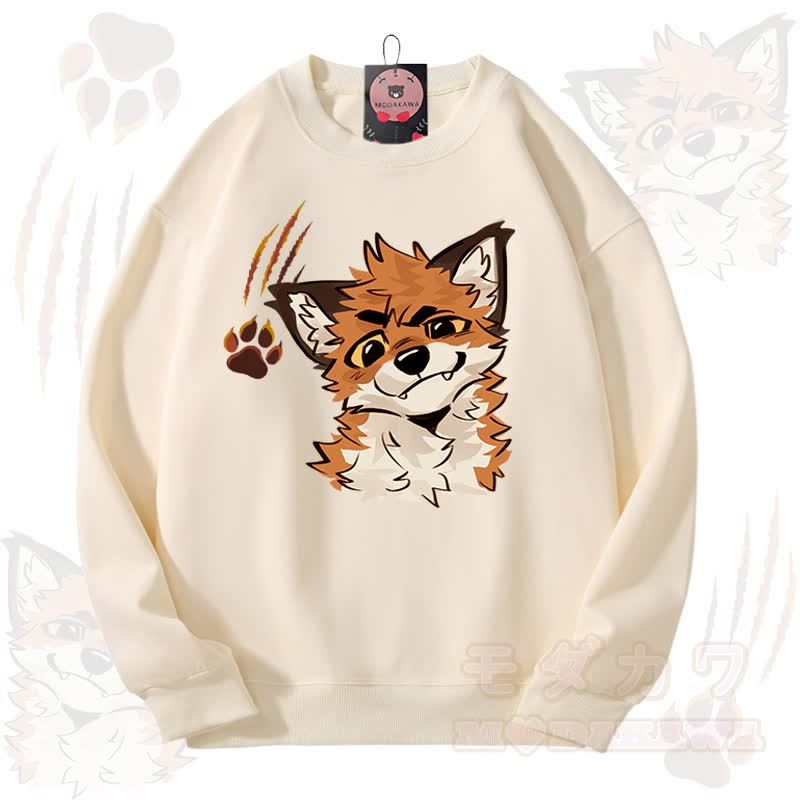 MODAKAWA X atka Fox Graphic Unisex Sweatshirt - Beige - 3XL - image 1