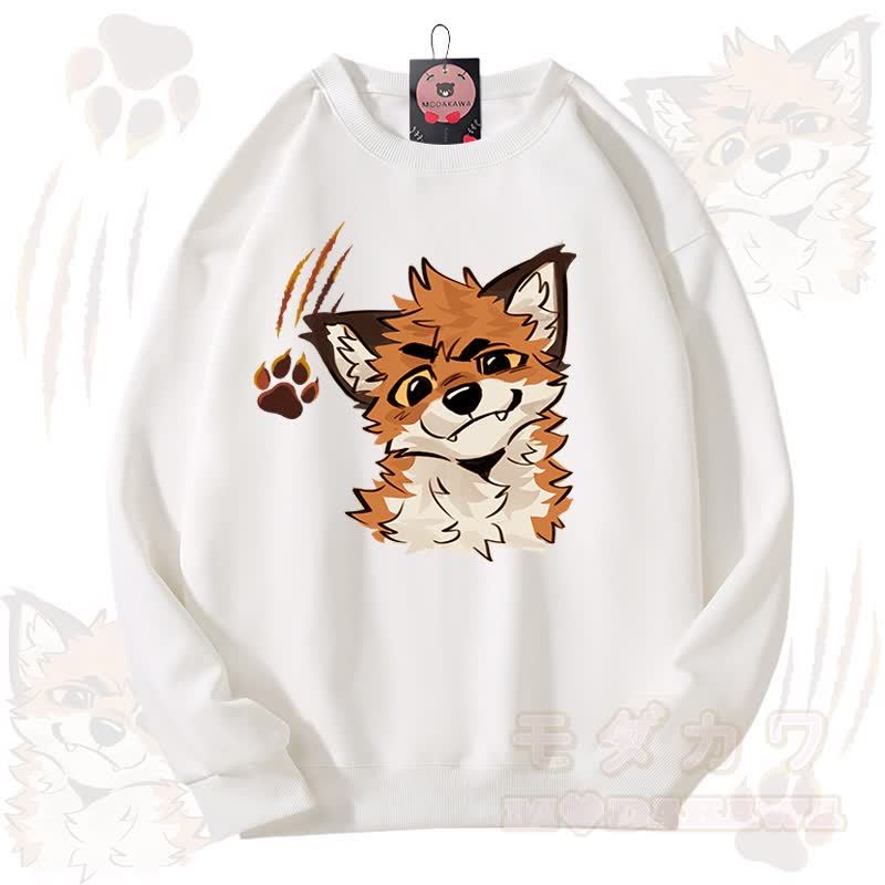 MODAKAWA X atka Fox Graphic Unisex Sweatshirt - White - 3XL - image 4