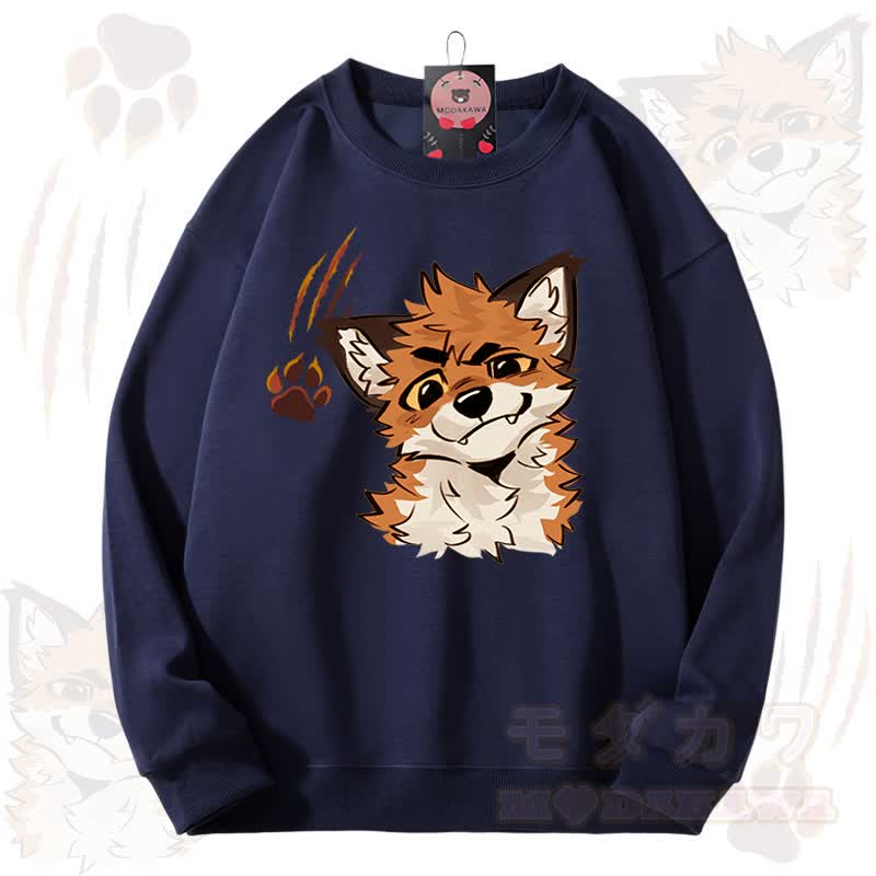 MODAKAWA X atka Fox Graphic Unisex Sweatshirt - Navy Blue - 3XL - image 3
