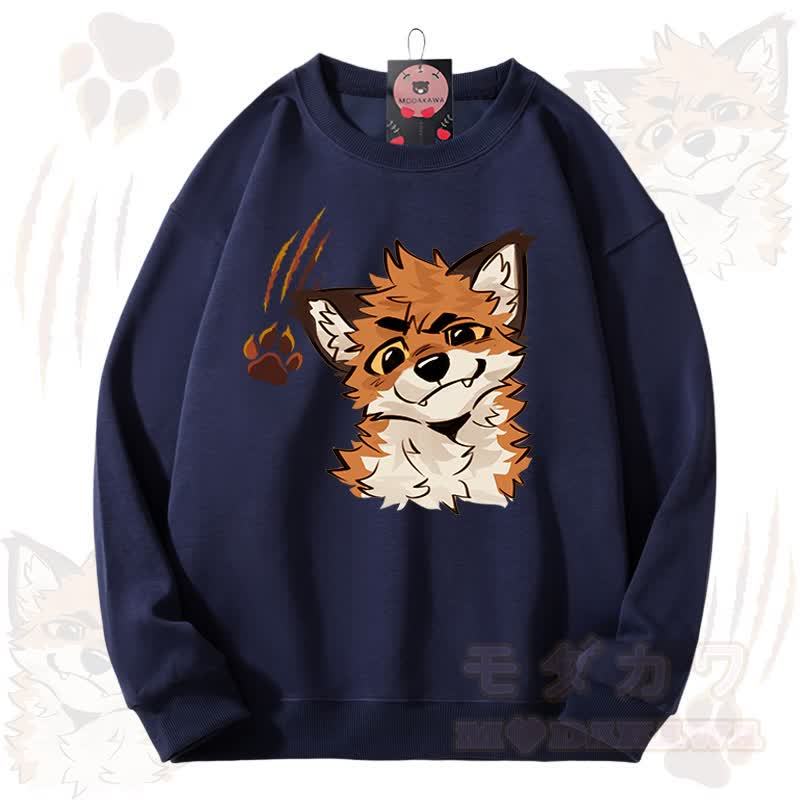 MODAKAWA X atka Fox Graphic Unisex Sweatshirt - Navy Blue - 3XL - image 3