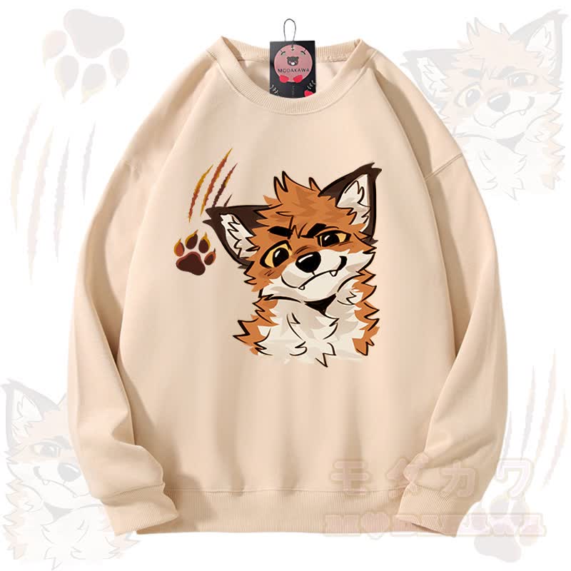 MODAKAWA X atka Fox Graphic Unisex Sweatshirt - Apricot - 3XL - image 2
