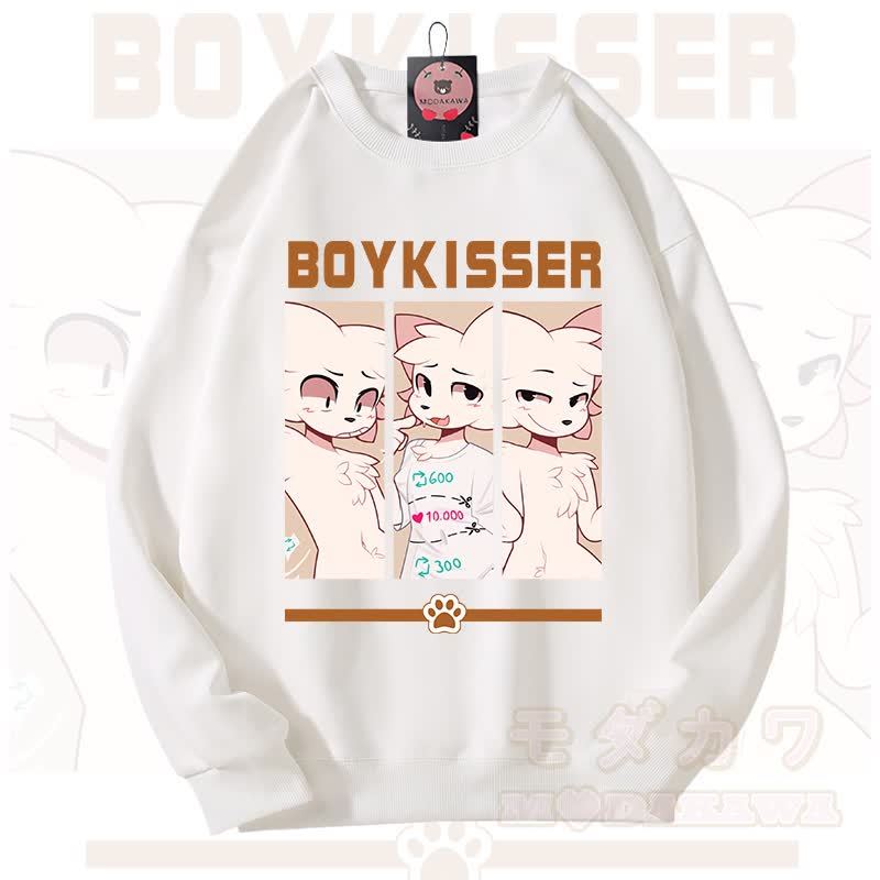 MODAKAWA X zarckets BOYKISSER Fox Graphic Unisex Sweatshirt - White - 3XL - image 5