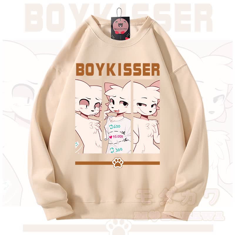 MODAKAWA X zarckets BOYKISSER Fox Graphic Unisex Sweatshirt - Apricot - 3XL - image 3