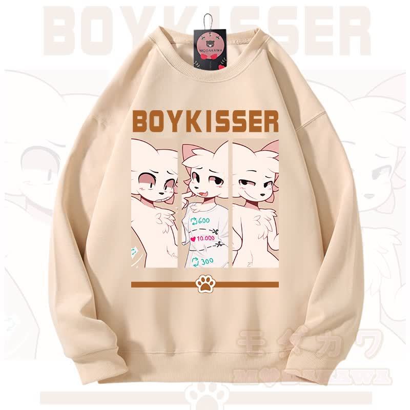 MODAKAWA X zarckets BOYKISSER Fox Graphic Unisex Sweatshirt - Apricot - 3XL - image 3