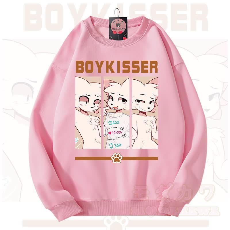 MODAKAWA X zarckets BOYKISSER Fox Graphic Unisex Sweatshirt - Pink - 3XL - image 2