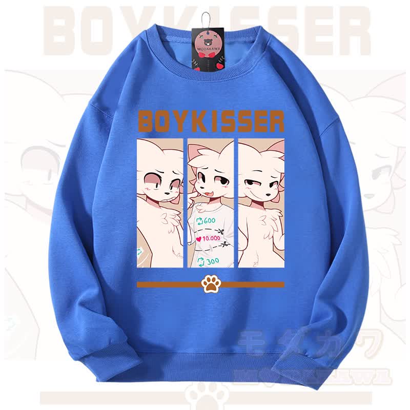 MODAKAWA X zarckets BOYKISSER Fox Graphic Unisex Sweatshirt - Blue - 3XL - image 10