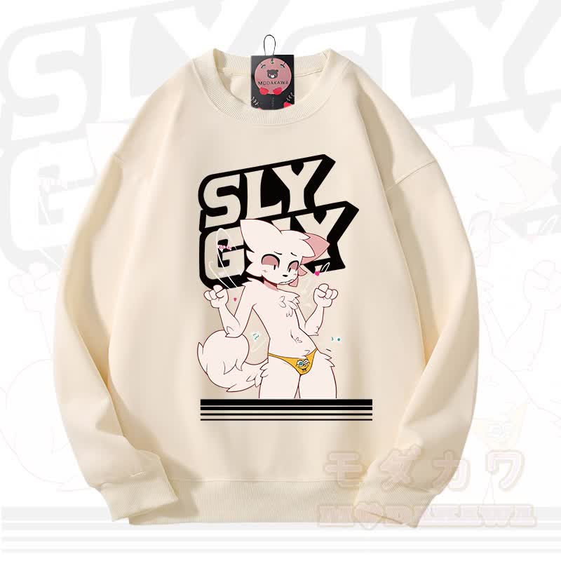 MODAKAWA X zarckets SLY GUY Fox Graphic Unisex Sweatshirt - Apricot - 3XL - image 4
