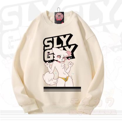 MODAKAWA X zarckets SLY GUY Fox Graphic Unisex Sweatshirt - Apricot - 3XL - image 4