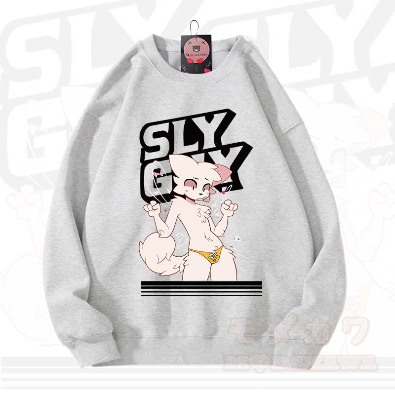 MODAKAWA X zarckets SLY GUY Fox Graphic Unisex Sweatshirt - Light Gray - 3XL - image 2