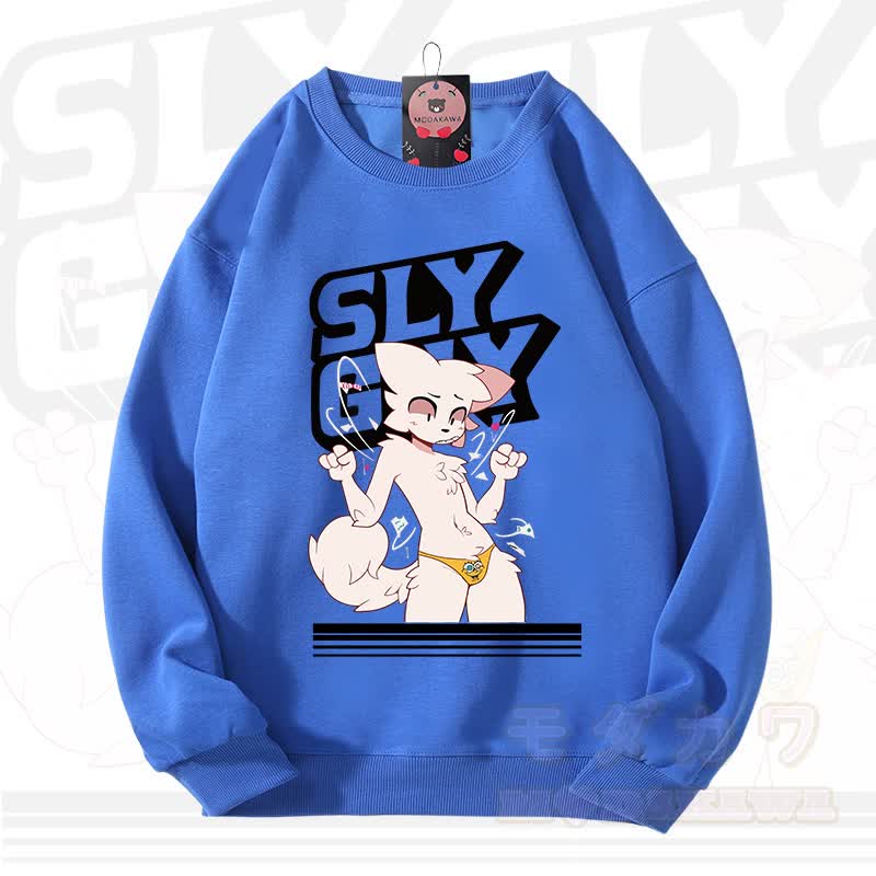 MODAKAWA X zarckets SLY GUY Fox Graphic Unisex Sweatshirt - Blue - 3XL - image 10