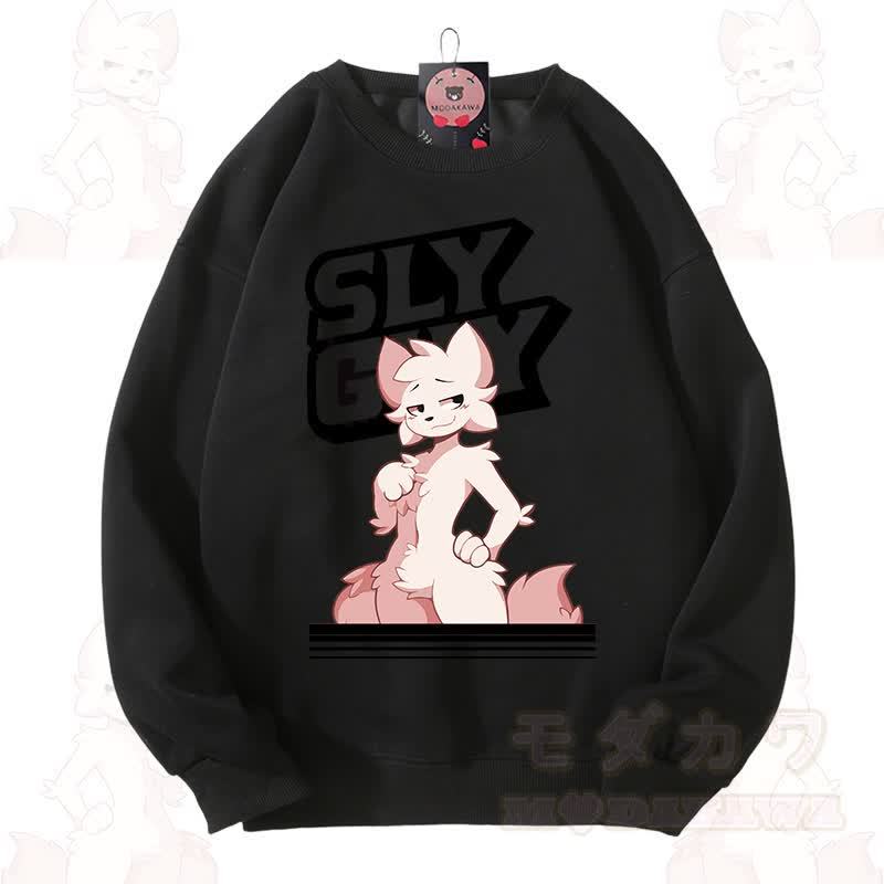 MODAKAWA X zarckets SLY GUY Cute Fox Graphic Unisex Sweatshirt - Black - 3XL - image 7