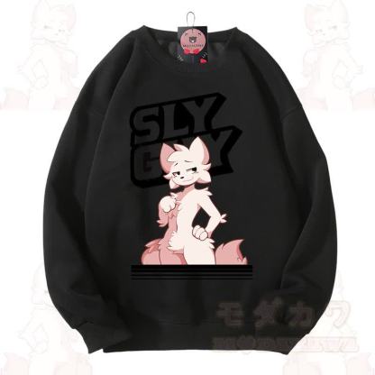 MODAKAWA X zarckets SLY GUY Cute Fox Graphic Unisex Sweatshirt - Black - 3XL - image 7