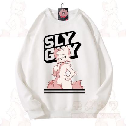 MODAKAWA X zarckets SLY GUY Cute Fox Graphic Unisex Sweatshirt - White - 3XL - image 6