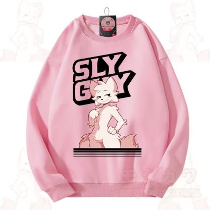 MODAKAWA X zarckets SLY GUY Cute Fox Graphic Unisex Sweatshirt - Pink - 3XL - image 4