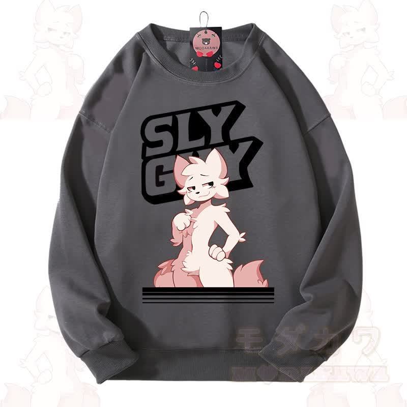 MODAKAWA X zarckets SLY GUY Cute Fox Graphic Unisex Sweatshirt - Dark Grey - 3XL - image 2