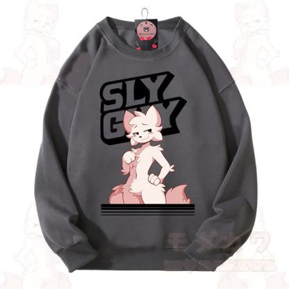 MODAKAWA X zarckets SLY GUY Cute Fox Graphic Unisex Sweatshirt - Dark Grey - 3XL - image 2