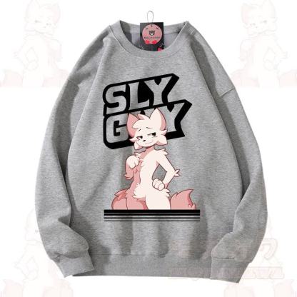 MODAKAWA X zarckets SLY GUY Cute Fox Graphic Unisex Sweatshirt - Light Gray - 3XL - image 3