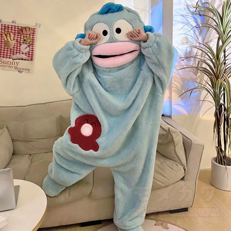 Cute Fish Fleece Hooded One‑Piece Jumpsuit Sleepwear Loungewear - image 2