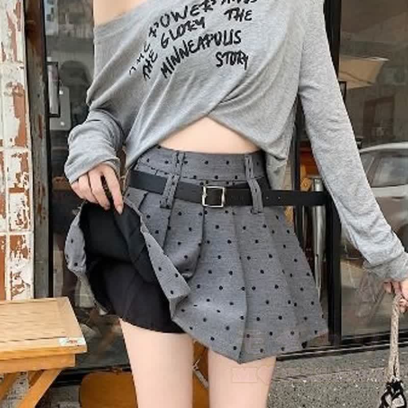 Vintage High Waist Polka Dot Pleated Skirt - image 3