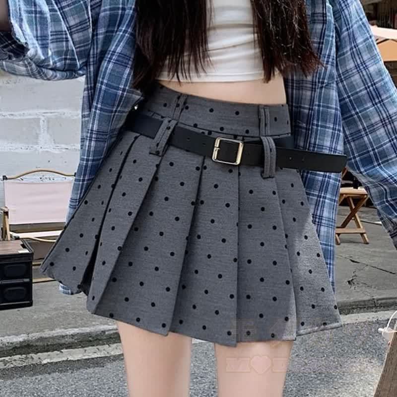Vintage High Waist Polka Dot Pleated Skirt - image 4