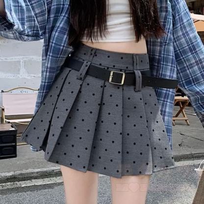 Vintage High Waist Polka Dot Pleated Skirt - image 4