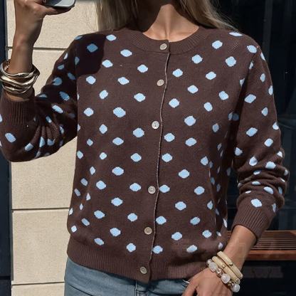 Vintage Polka Dot Long Sleeve Knit Cardigan - image 3
