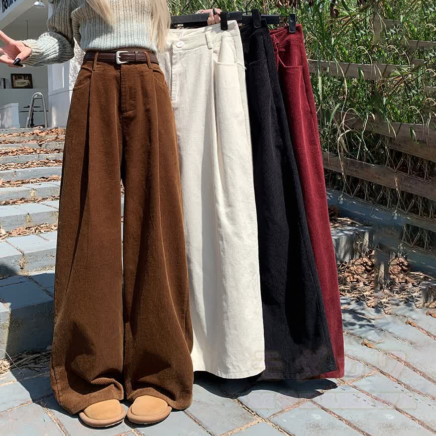 Casual Fleece-Lined Corduroy Wide Leg Pants - image 2