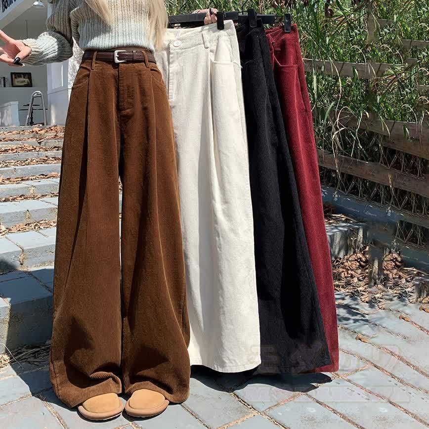 Casual Fleece-Lined Corduroy Wide Leg Pants - image 2