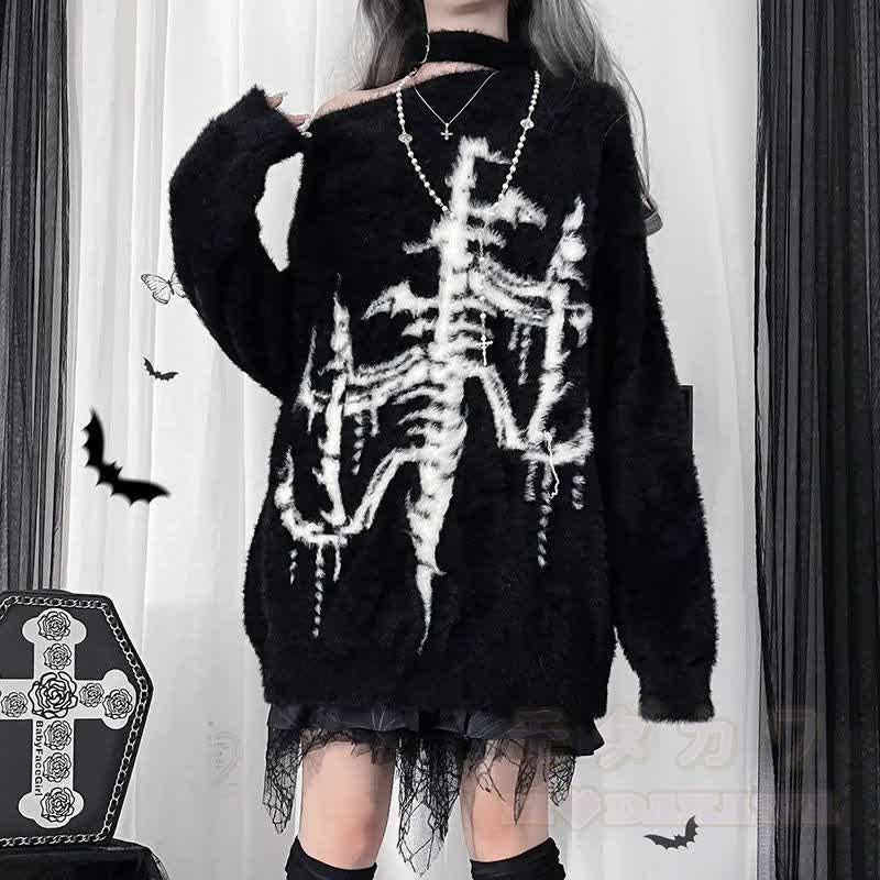 Gothic Streetwear Oversized Knit Sweater - image 2
