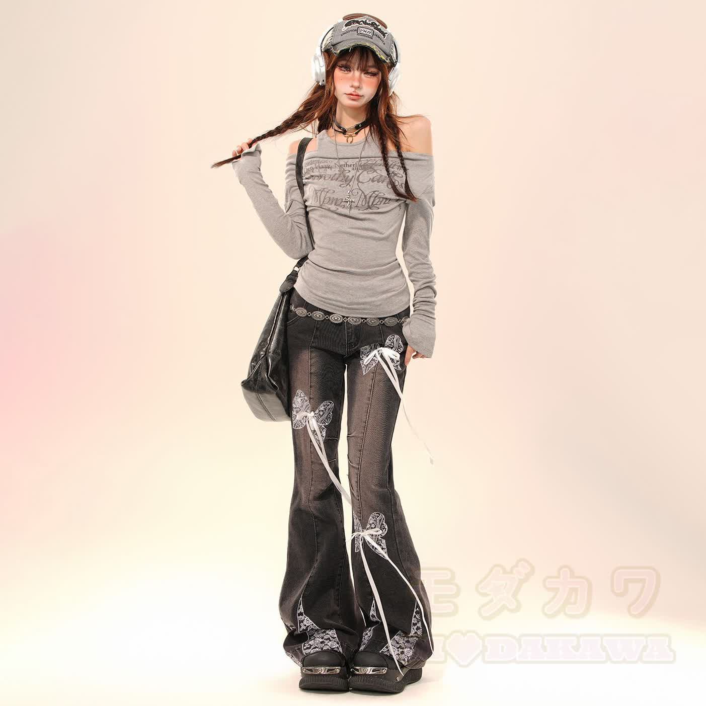 Cool Off-Shoulder Long Sleeves T-Shirt - image 7