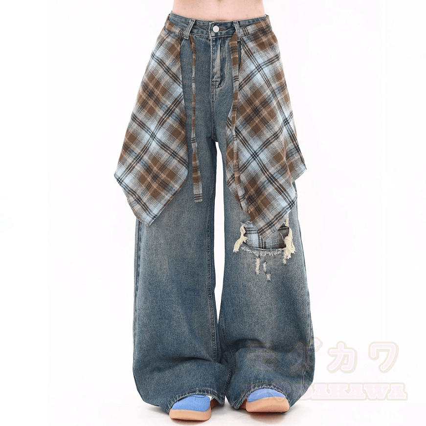Graffiti Long Sleeves T-Shirt with Vintage Jeans Two Pieces Set - image 8
