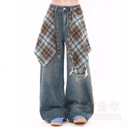 Graffiti Long Sleeves T-Shirt with Vintage Jeans Two Pieces Set - image 8