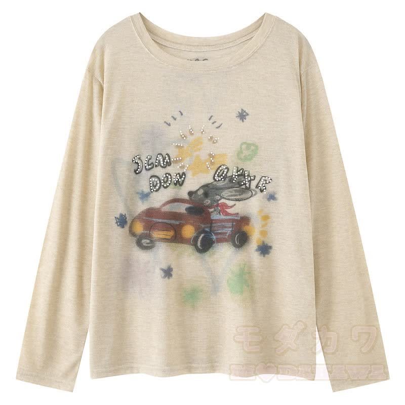 Graffiti Long Sleeves T-Shirt with Vintage Jeans Two Pieces Set - image 4