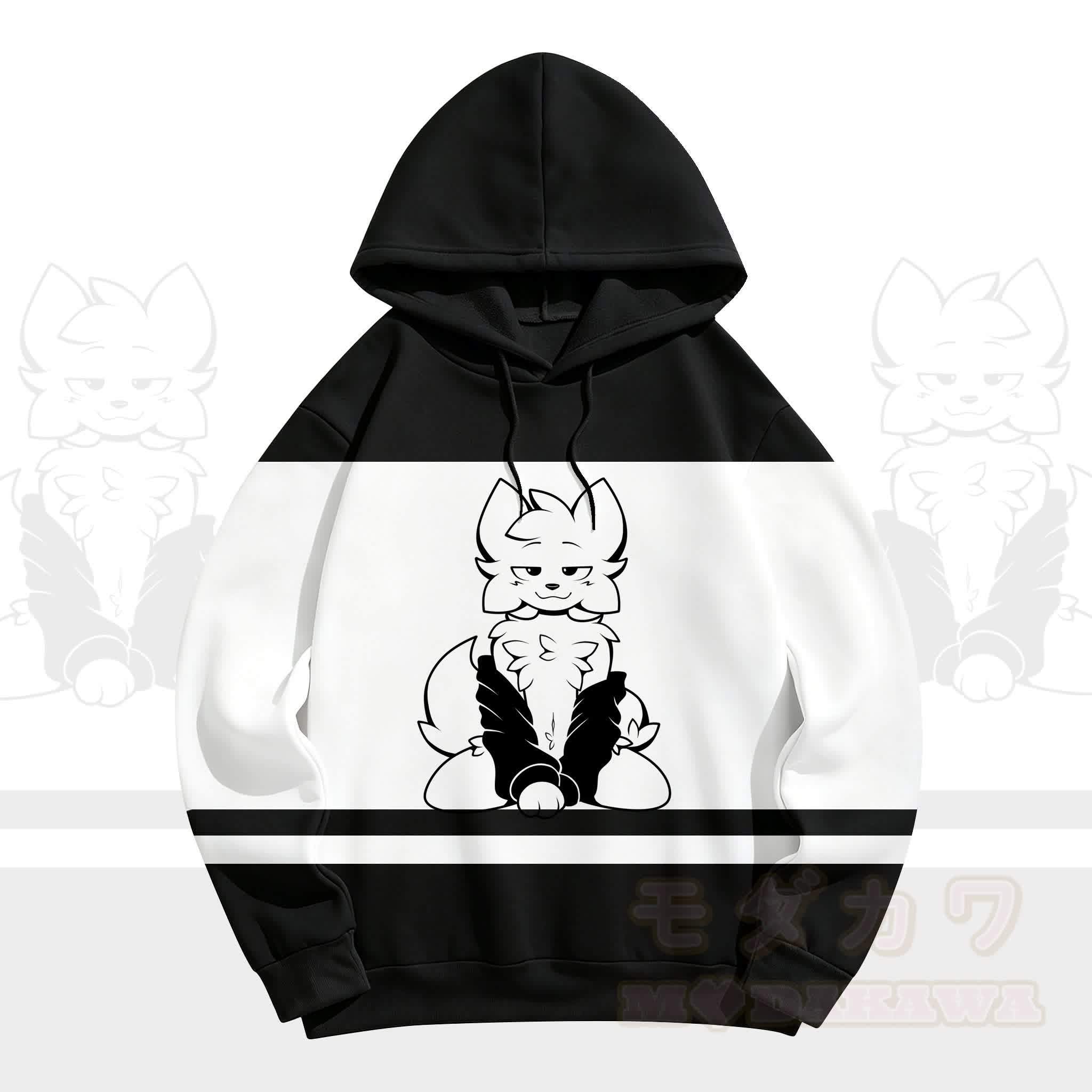 MODAKAWA X zarckets Chic Anime Fox Graphic Hoodie Sweatshirt - Black - 5XL - image 2