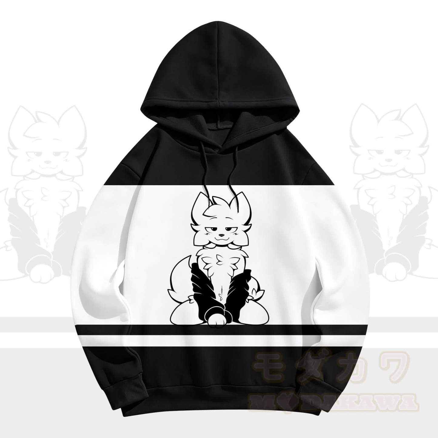 MODAKAWA X zarckets Chic Anime Fox Graphic Hoodie Sweatshirt - Black - 5XL - image 2