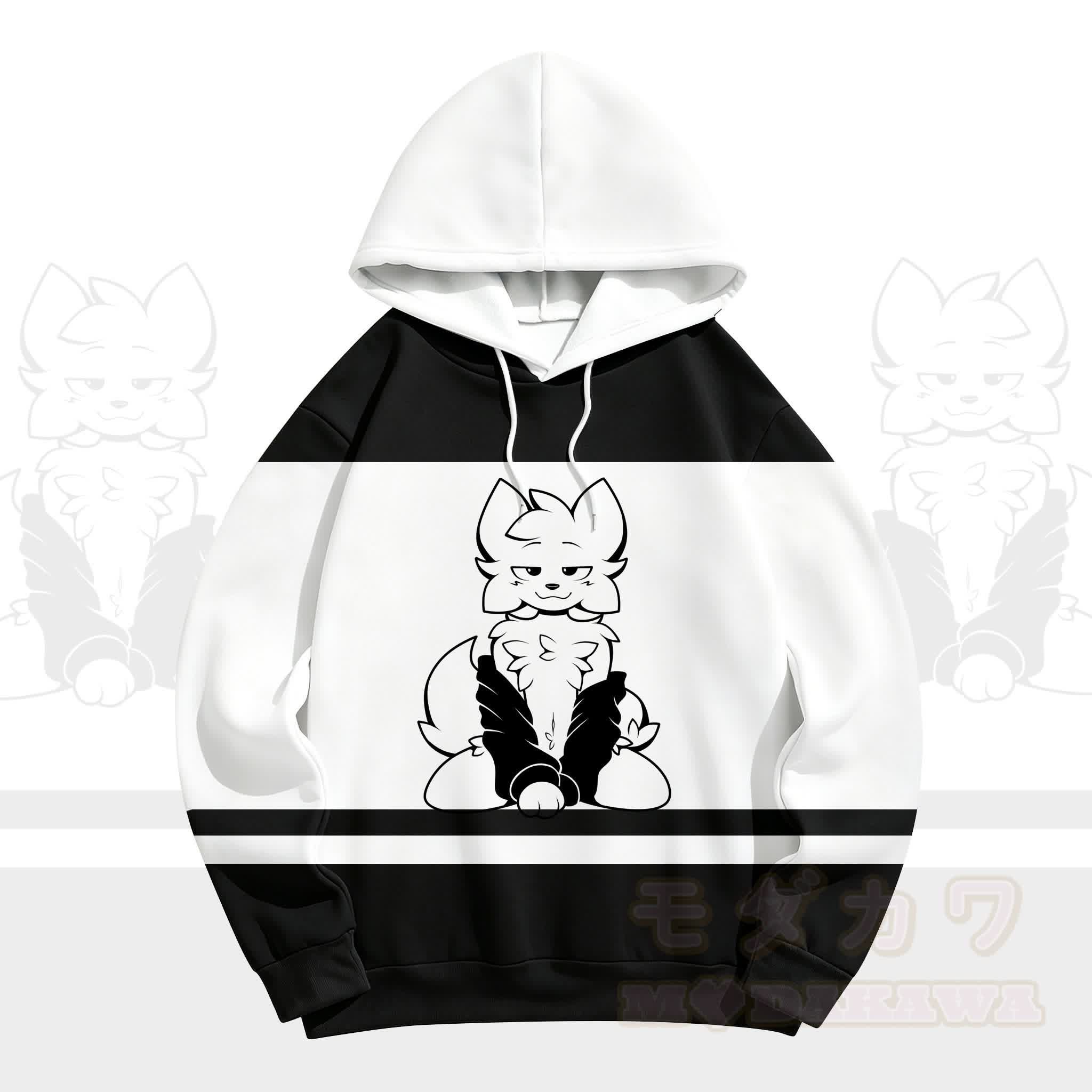 MODAKAWA X zarckets Chic Anime Fox Graphic Hoodie Sweatshirt - White - 5XL - image 1