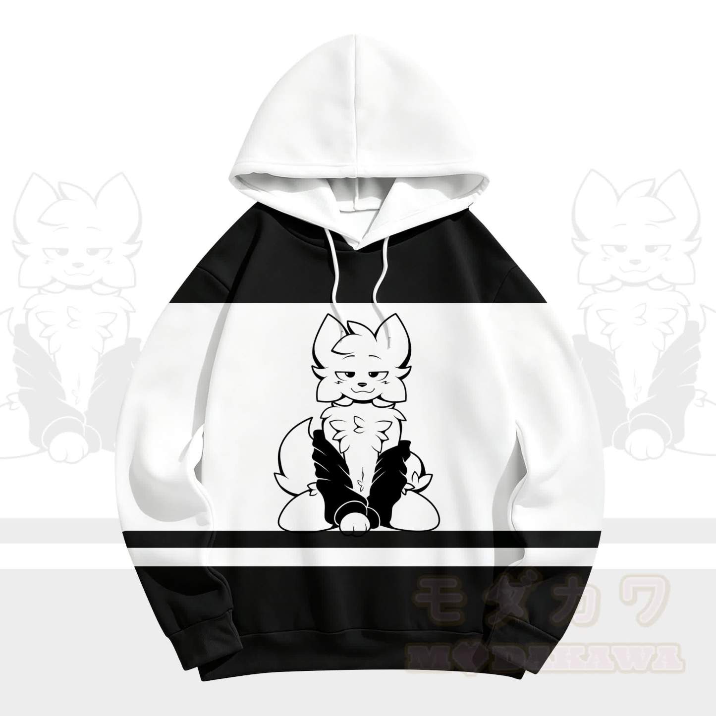 MODAKAWA X zarckets Chic Anime Fox Graphic Hoodie Sweatshirt - White - 5XL - image 1