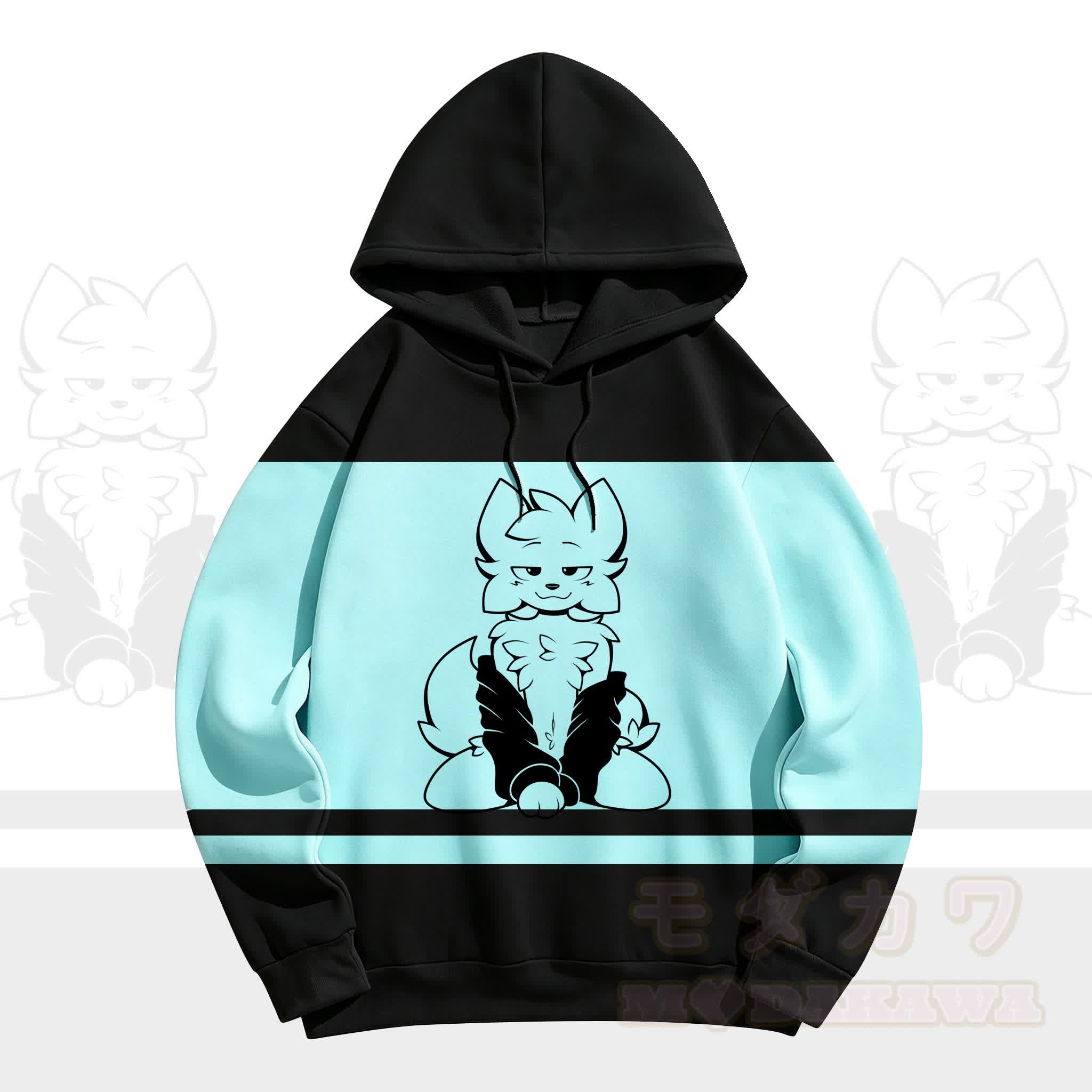 MODAKAWA X zarckets Chic Anime Fox Graphic Hoodie Sweatshirt - Mint Green - 5XL - image 4