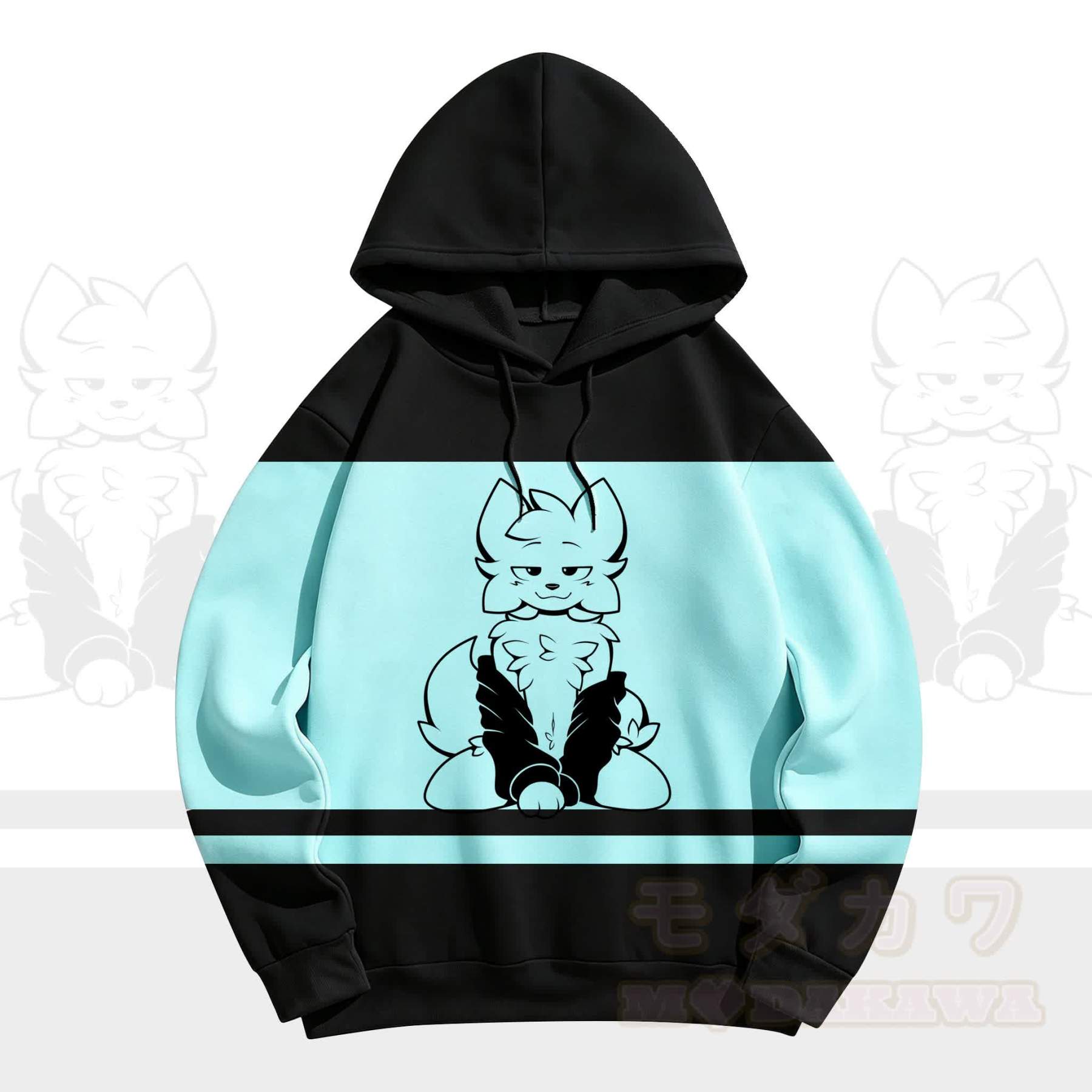 MODAKAWA X zarckets Chic Anime Fox Graphic Hoodie Sweatshirt - Mint Green - 5XL - image 4