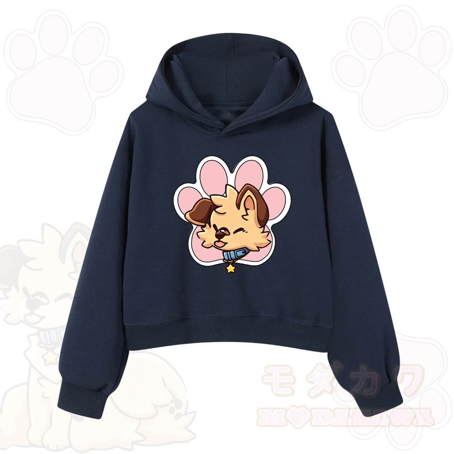 MODAKAWA X popipeko Cute Puppy Print Hoodie Sweatshirt - Navy Blue - 3XL - image 3