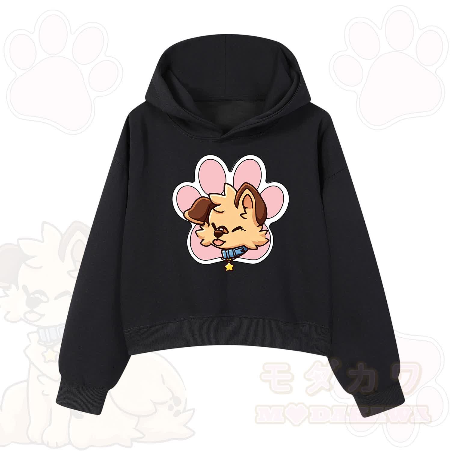 MODAKAWA X popipeko Cute Puppy Print Hoodie Sweatshirt - Black - 3XL - image 1