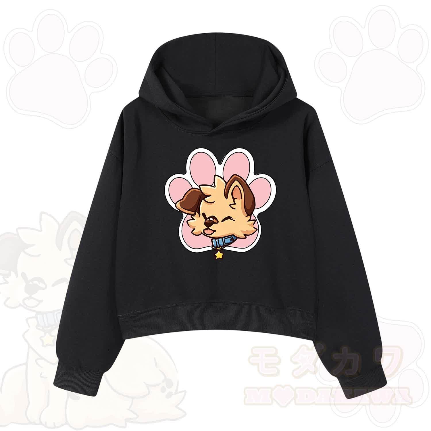 MODAKAWA X popipeko Cute Puppy Print Hoodie Sweatshirt - Black - 3XL - image 1