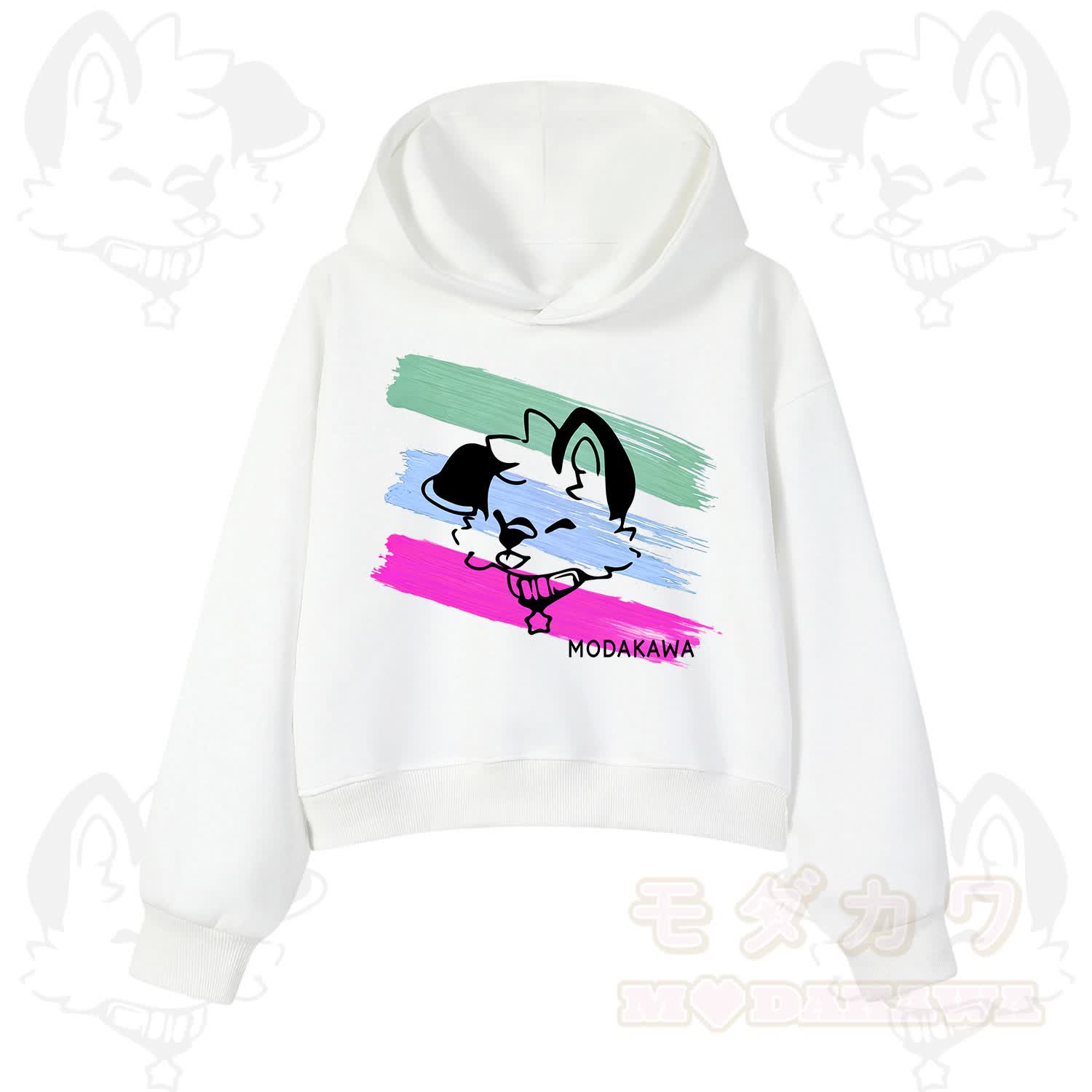 MODAKAWA X popipeko Colorful Cute Puppy Print Hoodie Sweatshirt - White - 3XL - image 1